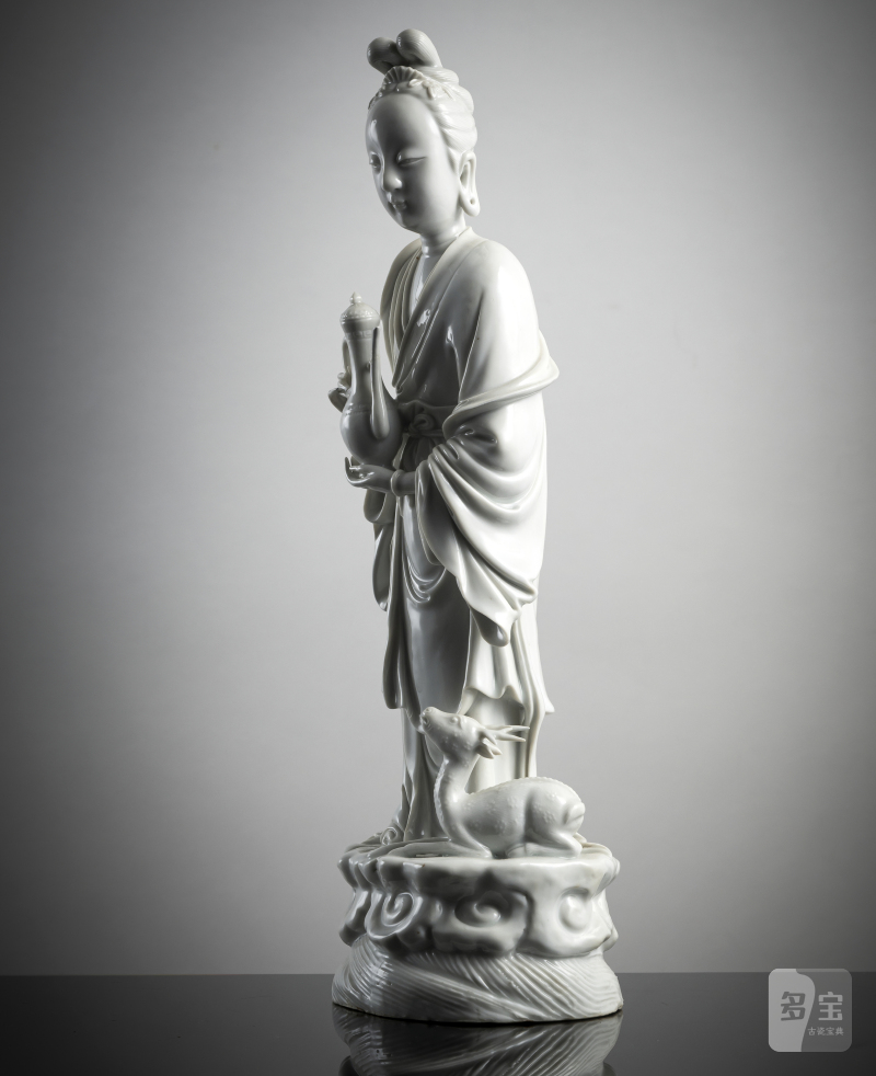 A Dehua figurine of an immortal with a deer and a jug - 图4